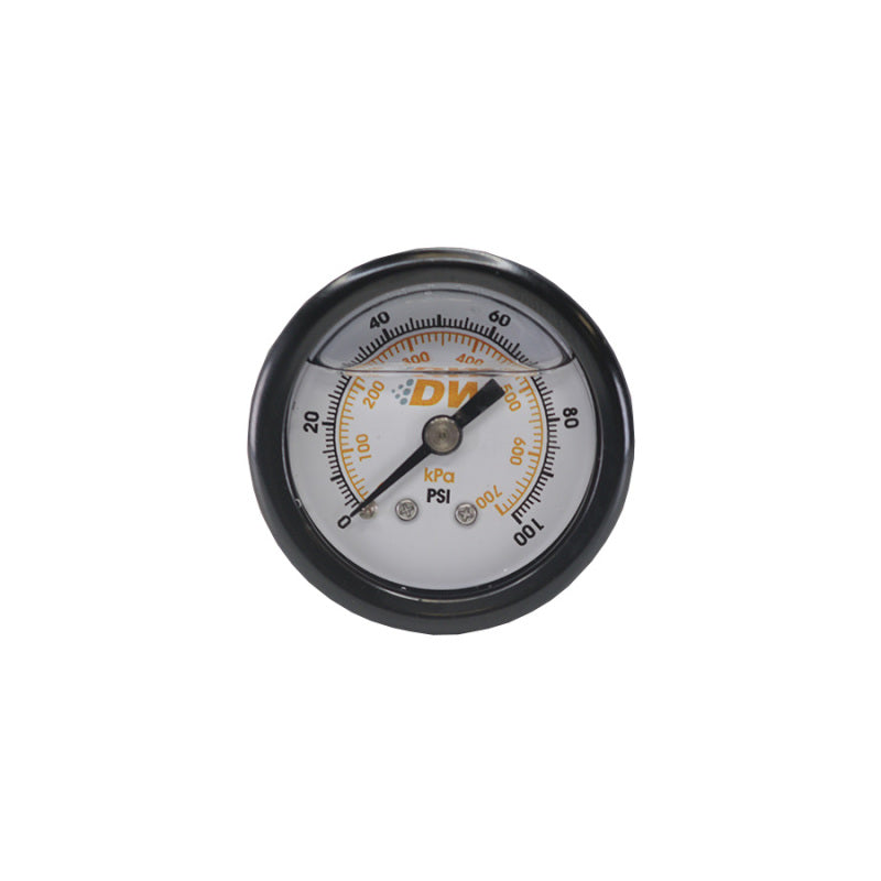 DeatschWerks 1.5in Mechanical Fuel Pressure Gauge 0-100 PSI - Brushed Aluminum/White Face