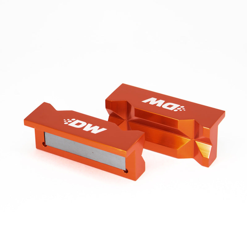 DeatschWerks 4in Aluminum Soft Jaws with Magnet - Orange Anodized