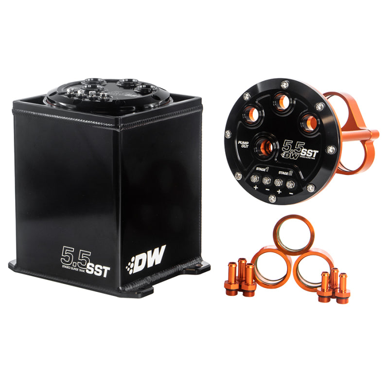 DeatschWerks 5.5L Modular Staged Surge Tank - 1-3 DW200/300/400 Pumps (Pumps Not Included)