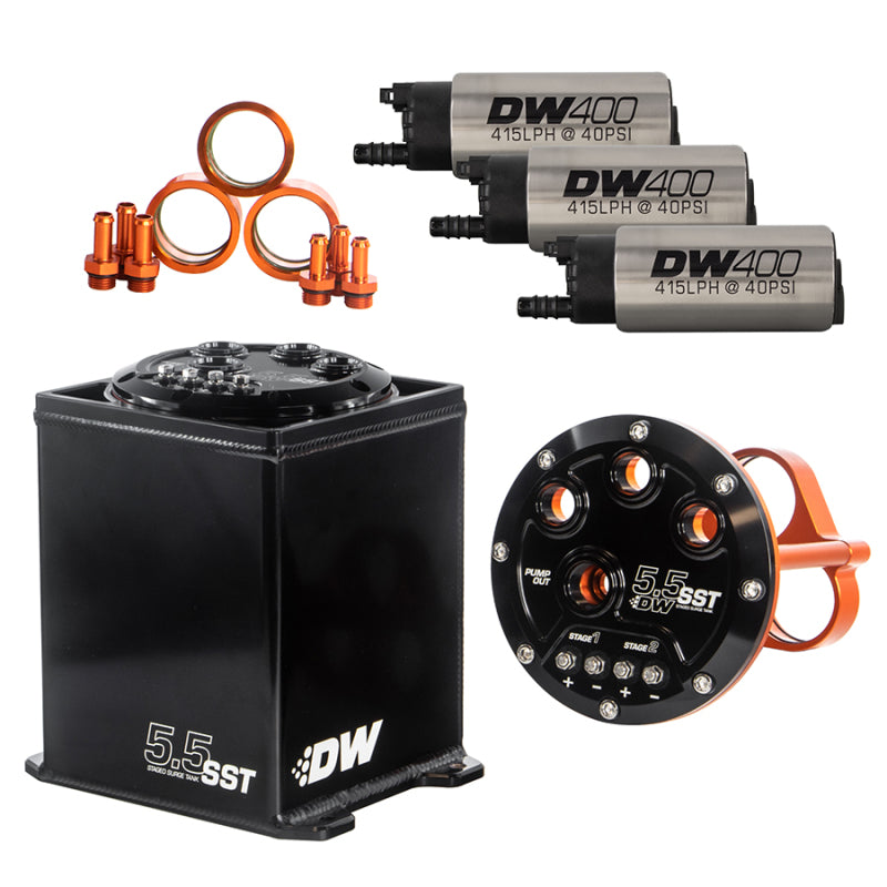 DeatschWerks 5.5L Modular Staged Surge Tank - 3 DW400 Fuel Pumps Included