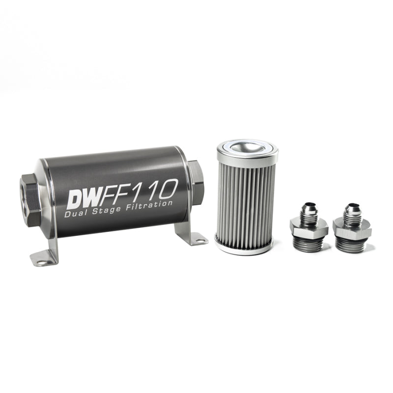 DeatschWerks 6AN 10 Micron Inline Fuel Filter Kit - 110mm