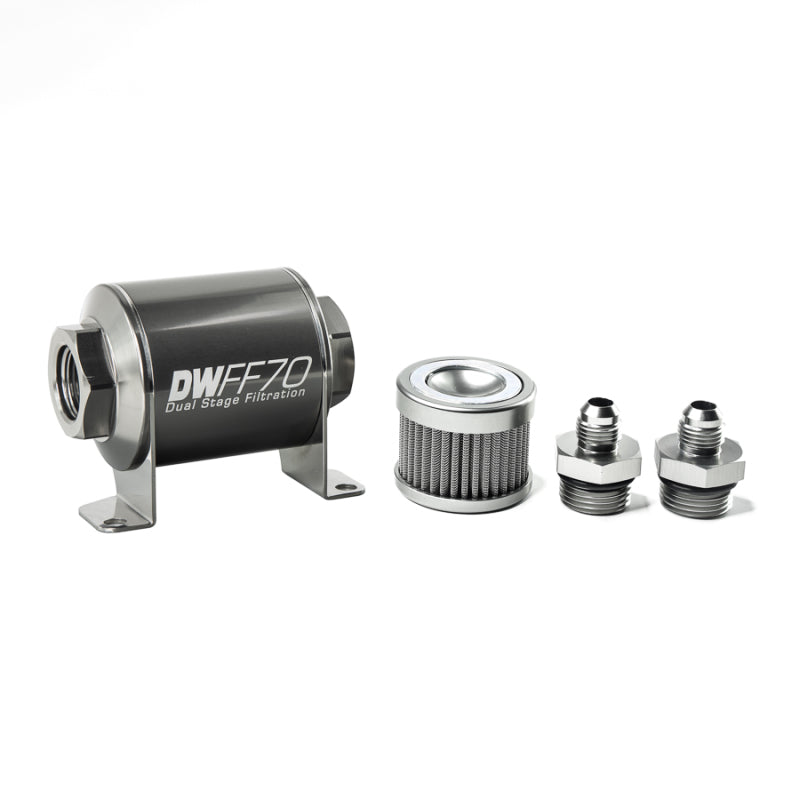 DeatschWerks 6AN 100 Micron Inline Fuel Filter Kit - 70mm