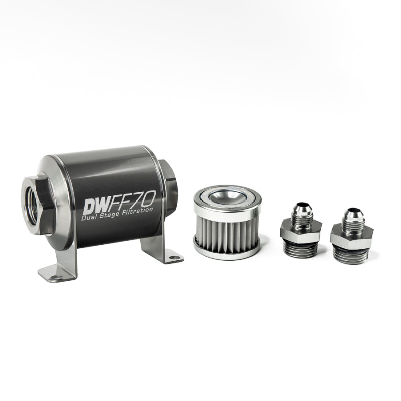 DeatschWerks 6AN 5 Micron Inline Fuel Filter Kit - 70mm