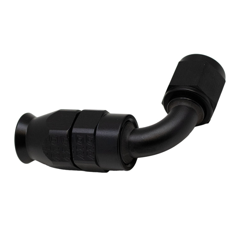DeatschWerks 6AN Female Swivel 90-Degree PTFE Hose End - Matte Black - Includes Olive Insert