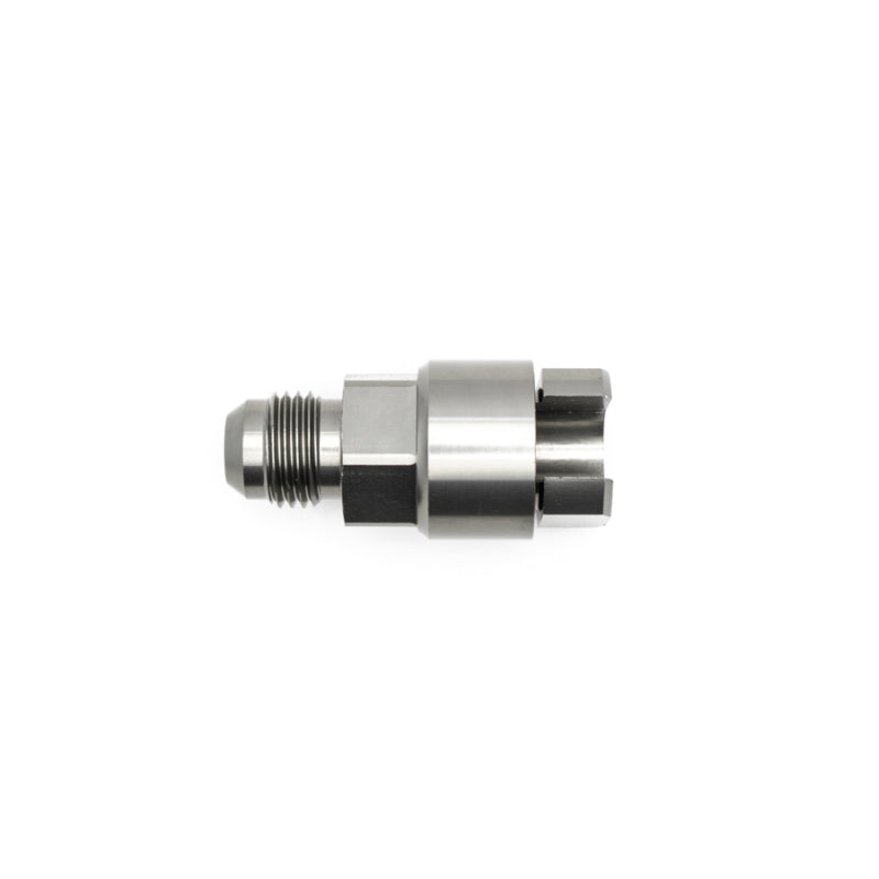 DeatschWerks 6AN Male Flare to 3/8in Female EFI Quick Connect Adapter - Titanium