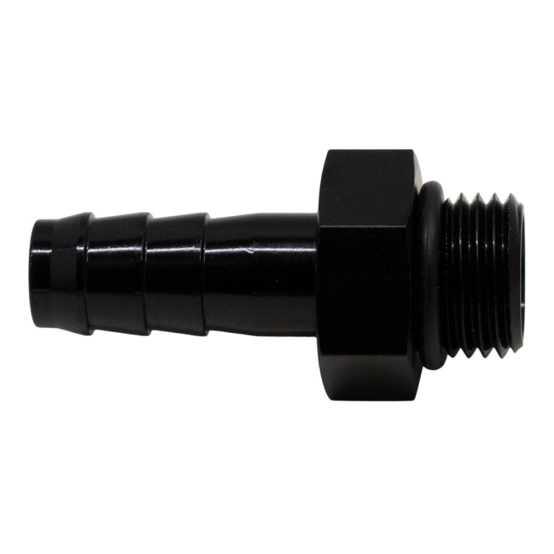 DeatschWerks 6AN ORB Male to 3/8in Male Triple Barb Fitting - Matte Black - Includes O-Ring