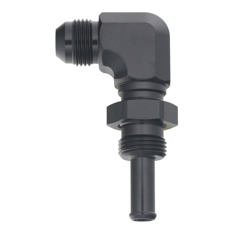 DeatschWerks 8AN Male Flare to 3/8in Straight Hose Barb - Matte Black