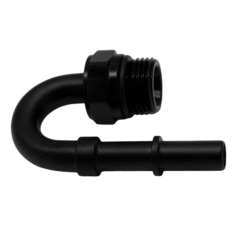 DeatschWerks 8AN ORB Male to 3/8in Male EFI Quick Connect 180-Degree Adapter - Matte Black