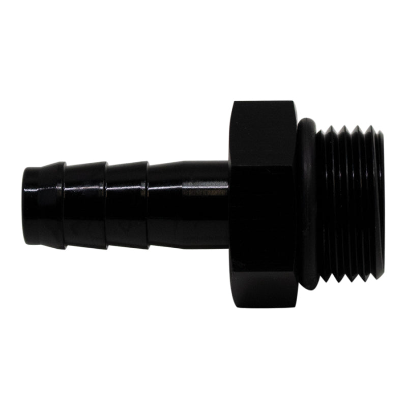 DeatschWerks 8AN ORB Male to 3/8in Male Triple Barb Fitting - Matte Black - Includes O-Ring