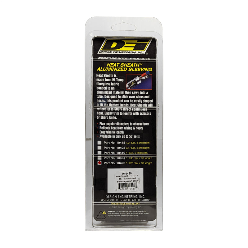 DEI Heat Sheath - 1-1/2in I.D. x 3ft - Aluminized (Sewn Edge), view 4