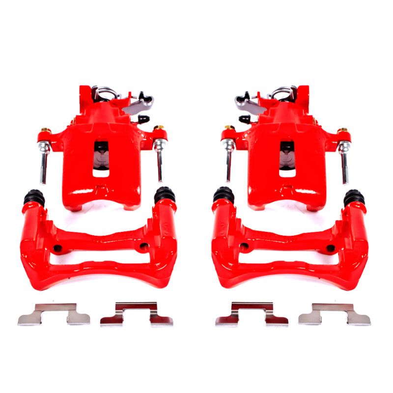 PowerStop Rear Red Calipers with Brackets - Red Finish - Pair for 2005-2014 Ford Mustang Models - OneFastShop