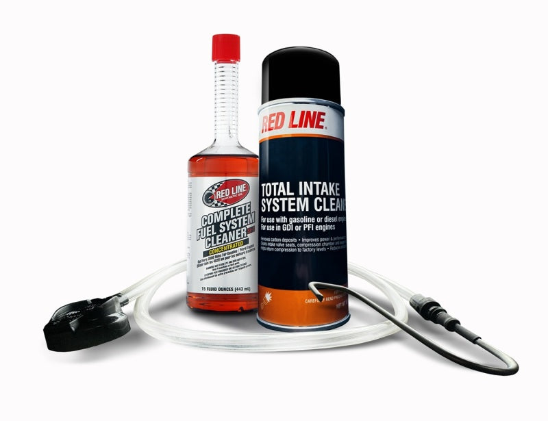 Red Line Fuel System Kit- Intake Cleaner/Tank Add/S-Hook App With Hose (Aerosol)
