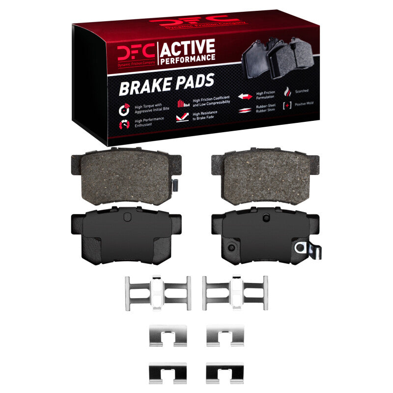 DFC Active Performance Low-Metallic Rear Brake Pads with Hardware - Honda Accord / Civic / Prelude / Acura TL / TSX / Legend 1987-2022