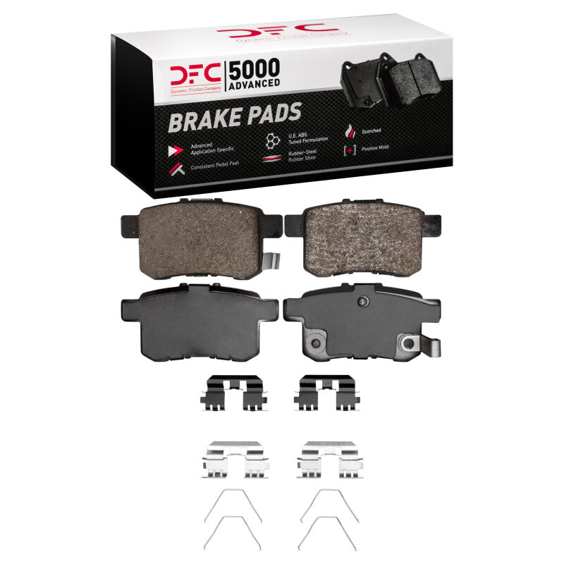 DynamicFriction 5000 Advanced Ceramic Rear Brake Pads - Acura TSX / Honda Accord 2008-2017 w/ Hardware