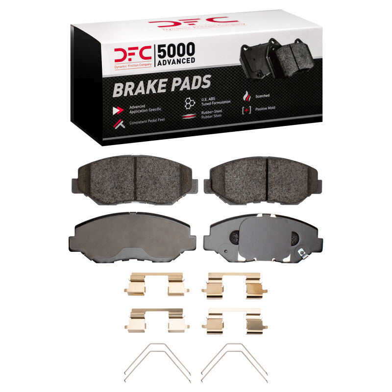 DynamicFriction 5000 Ceramic Front Brake Pads - Acura ILX / Honda Civic, Accord 2002-2021 + Hardware