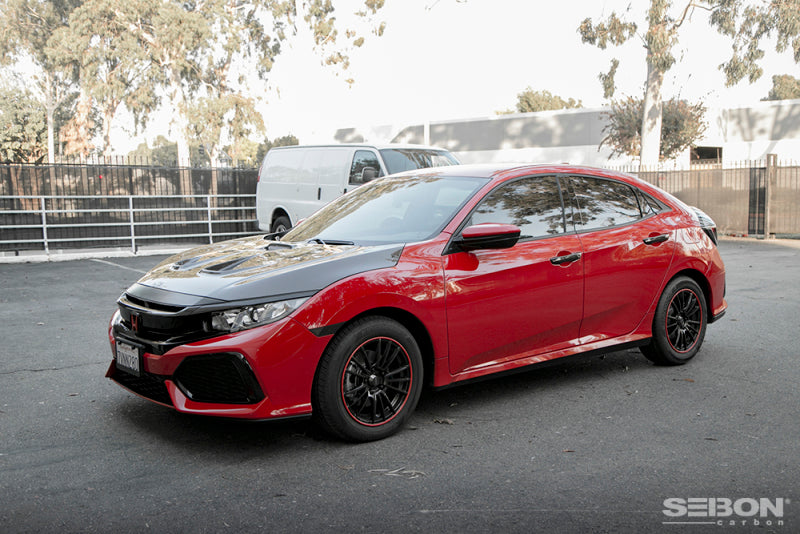 Seibon MR-Style Carbon Fiber Hood for 2016-2017 Honda Civic Coupe/Sedan/Hatchback - OneFastShop