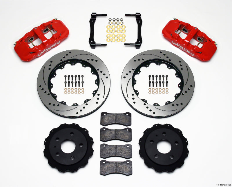Wilwood AERO4 Rear Kit 14.25in Drilled Red 2010-2015 Camaro LS LT SS Z/28 ZL1 - OneFastShop