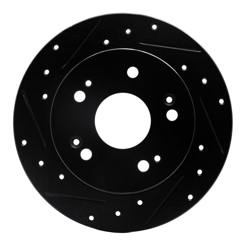 R1 Concepts Drilled & Slotted Rear Left Brake Rotor - Honda Civic / Acura ILX 1997-2015 - Black