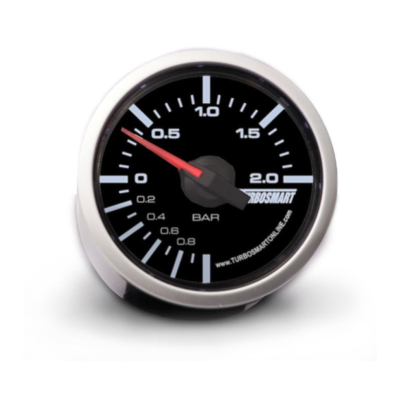 Turbosmart 0-2 Bar 52mm Boost Gauge with Black Face and Bright Backlighting