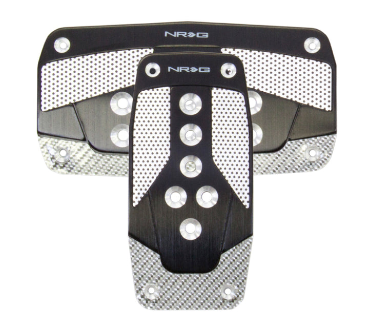NRG Aluminum Sport Pedal A/T Black with Silver Carbon - OneFastShop