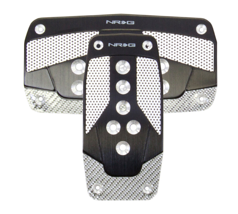 NRG Sport Pedal Covers - 2-Pedal A/T Set - Black Silver Carbon