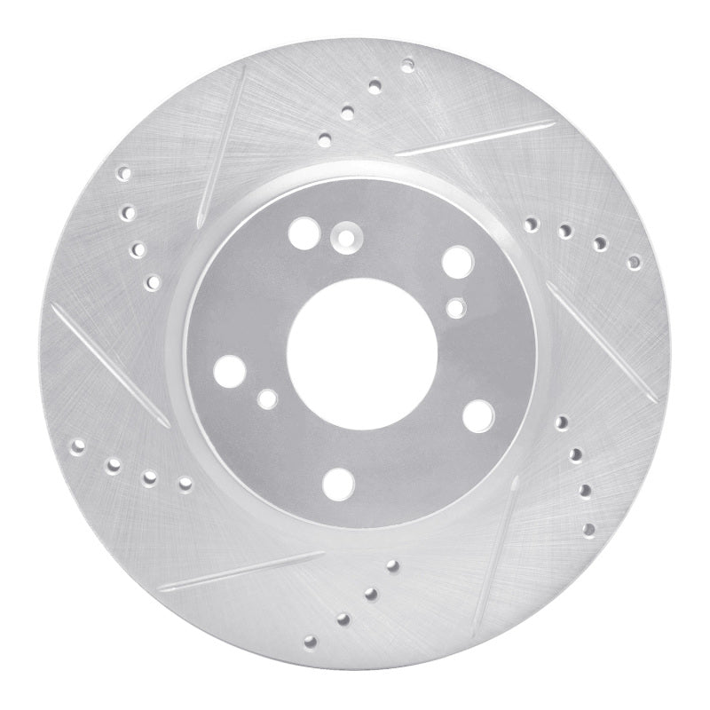 R1 Concepts E-Line Silver Front Left Drilled & Slotted Brake Rotor - Honda Civic 2016-2026