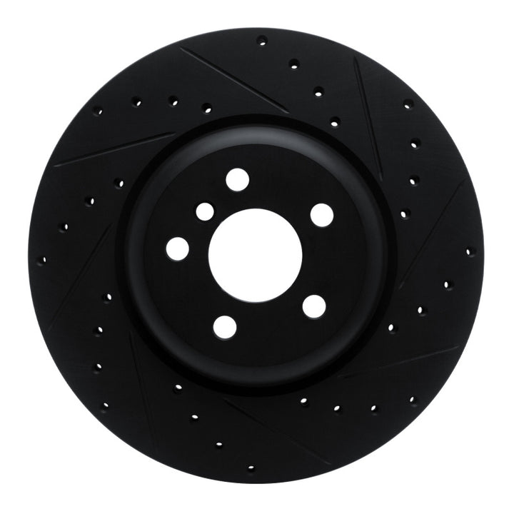 R1 16-25 BMW 330e Rear Right Drilled & Slotted Black Brake Rotor