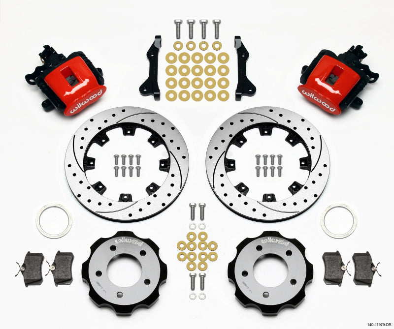 Wilwood Combination Parking Brake Rear Kit 12.19in Drilled Red 2006-2015 Honda Civic Si - OneFastShop