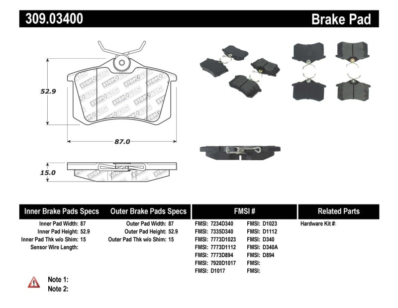 StopTech Performance Rear Brake Pads for 02-08 Audi A4 Quattro, 99-02 Audi S4, 93-10 VW Golf GL/GLS - OneFastShop
