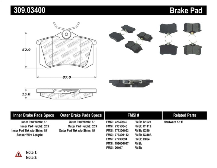 StopTech Performance Rear Brake Pads for 02-08 Audi A4 Quattro, 99-02 Audi S4, 93-10 VW Golf GL/GLS - OneFastShop