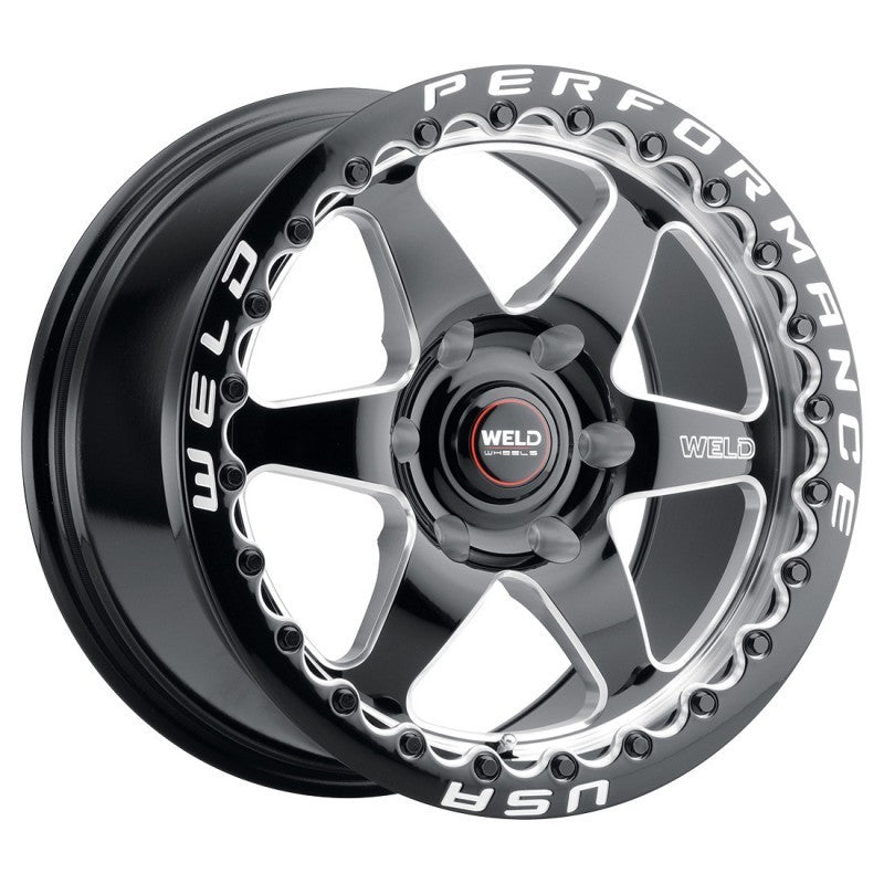 Weld S909 17x11 Ventura 6 Beadlock Wheel 6x127 ET36 BS 7.375 Gloss Black Milled Dia (78.1)