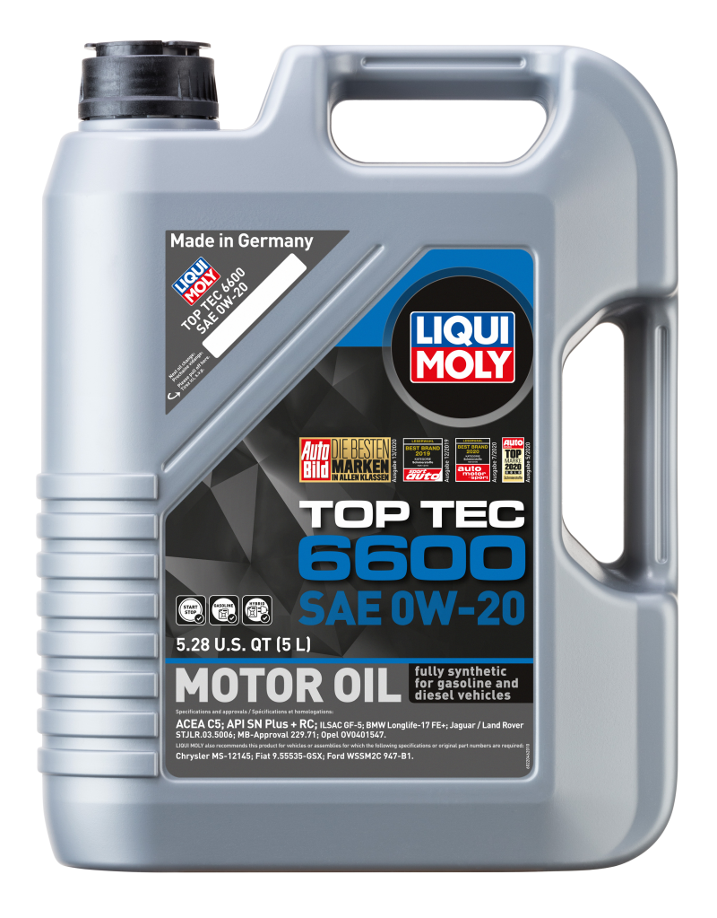 LIQUI MOLY 5L Top Tec 6600 Motor Oil SAE 0W20 for Acura 2013-2025, BMW 2012-2025