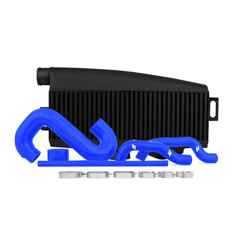 Mishimoto Subaru 2002–2007 WRX/2004–2007 STi Top-Mount Intercooler Kit – Powder Coated Black and Blue Hoses - OneFastShop