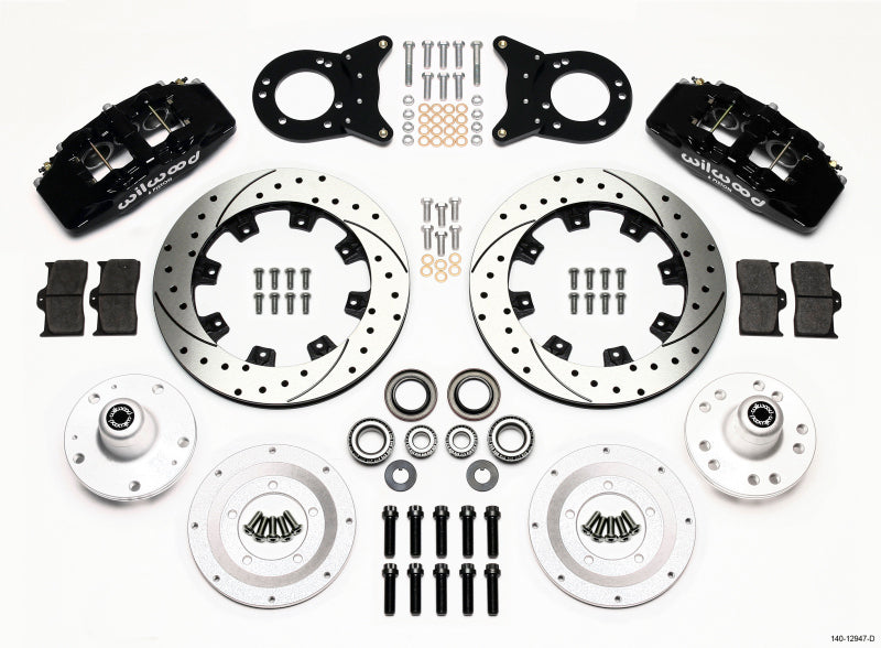 Wilwood Dynapro 6 Front Hub Kit 12.19in Drilled 1965-1969 Mustang Disc & Drum Spindle - OneFastShop