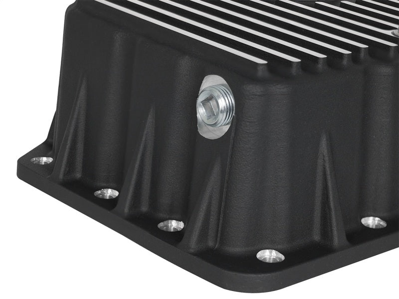 AFe Pro Series Engine Oil Pan Black with Machined Fins for 11-16 Ford Powerstroke V8-6.7L (TD) - OneFastShop