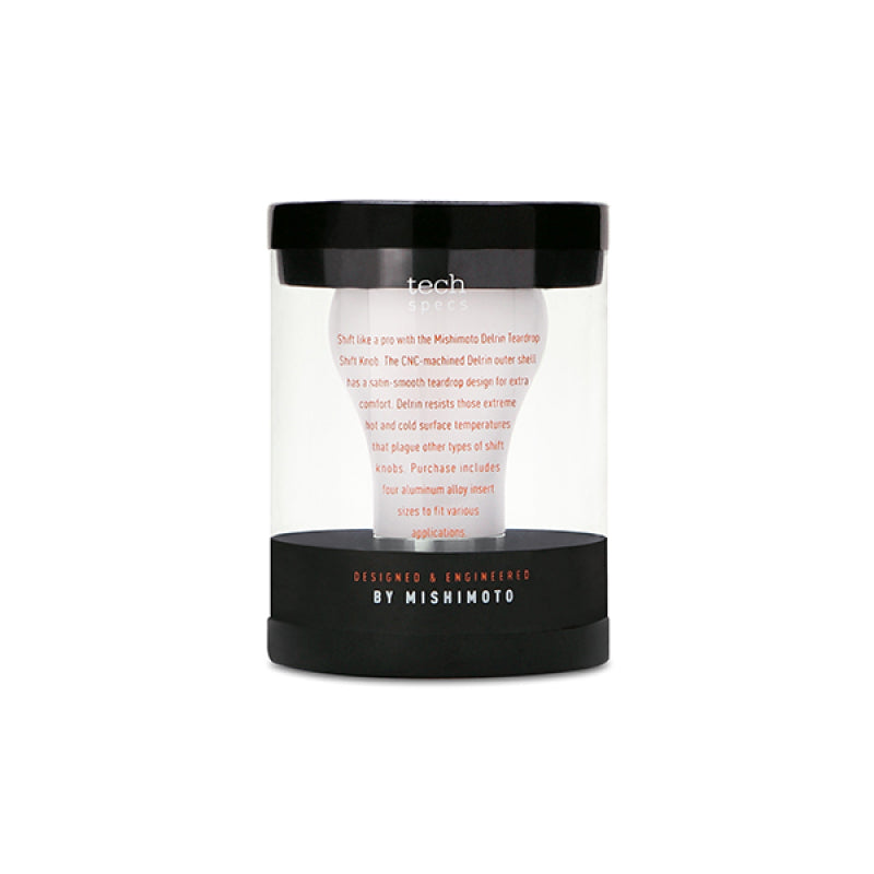 Mishimoto Teardrop Shift Knob with Stainless Steel Core - White - OneFastShop