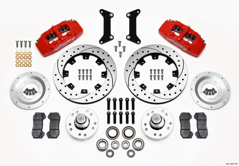 Wilwood Dynapro 6 Front Hub Kit 12.19in Drilled Red for 79-87 GM G Body - OneFastShop