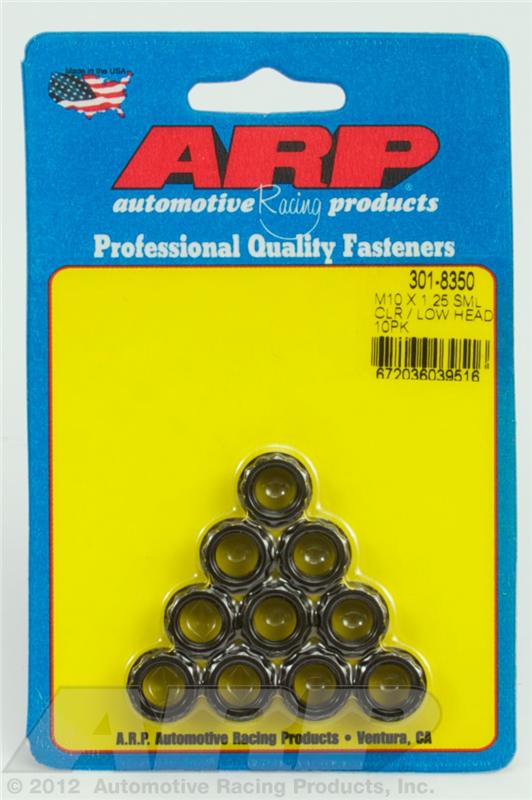 ARP M10x1.25 Sml Clr/Low Head 12PT Nut Kit Chrome Moly Black (10 Pack) (8740) - OneFastShop