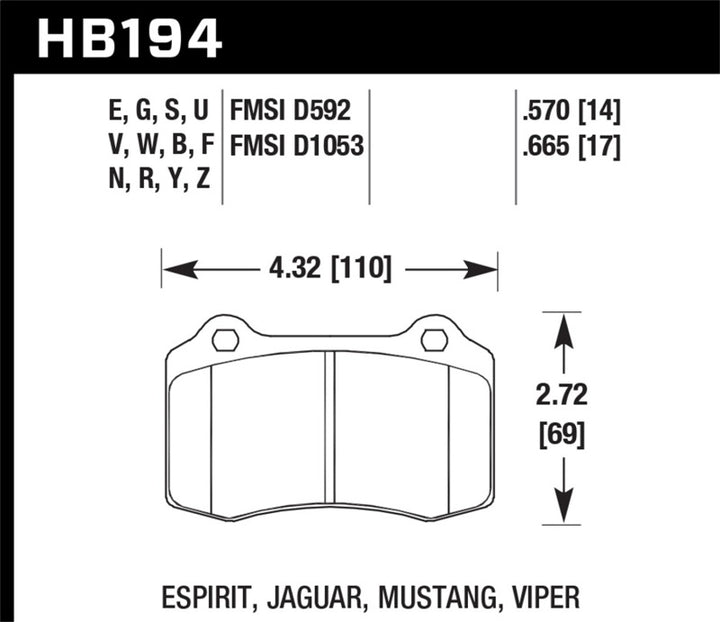 Hawk Performance HPS 5.0 Rear Brake Pads for 2005 Volvo S40 I