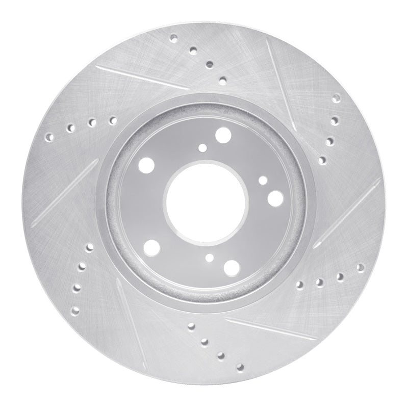 R1 Concepts E-Line Silver Front Left Drilled & Slotted Brake Rotor - Honda Civic 2016-2026, image 4