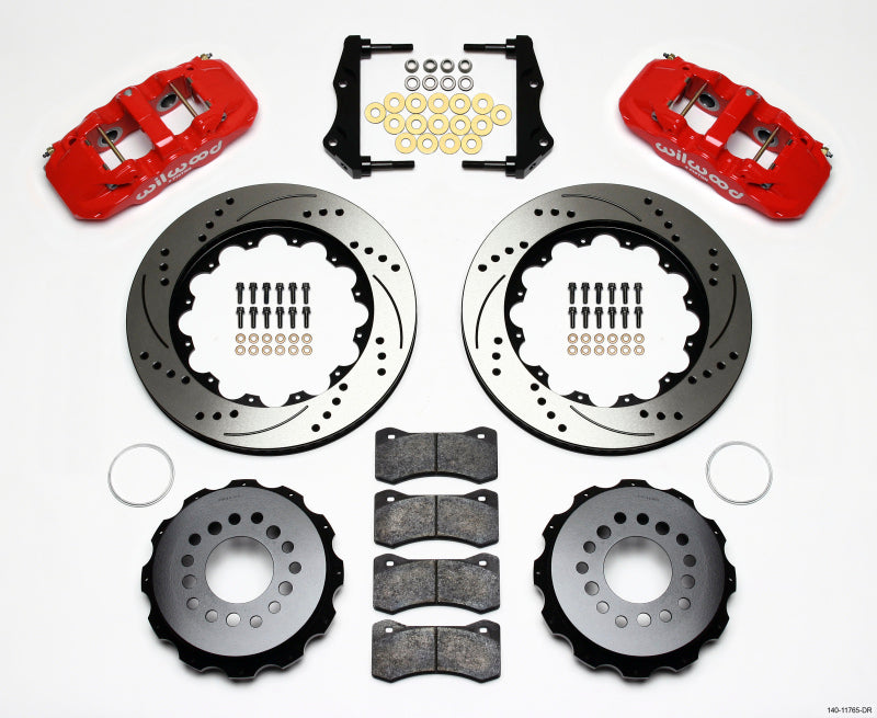 Wilwood AERO4 Red Drilled & Slotted Rear Big Brake Kit - Dodge Charger / Challenger 2005-2011