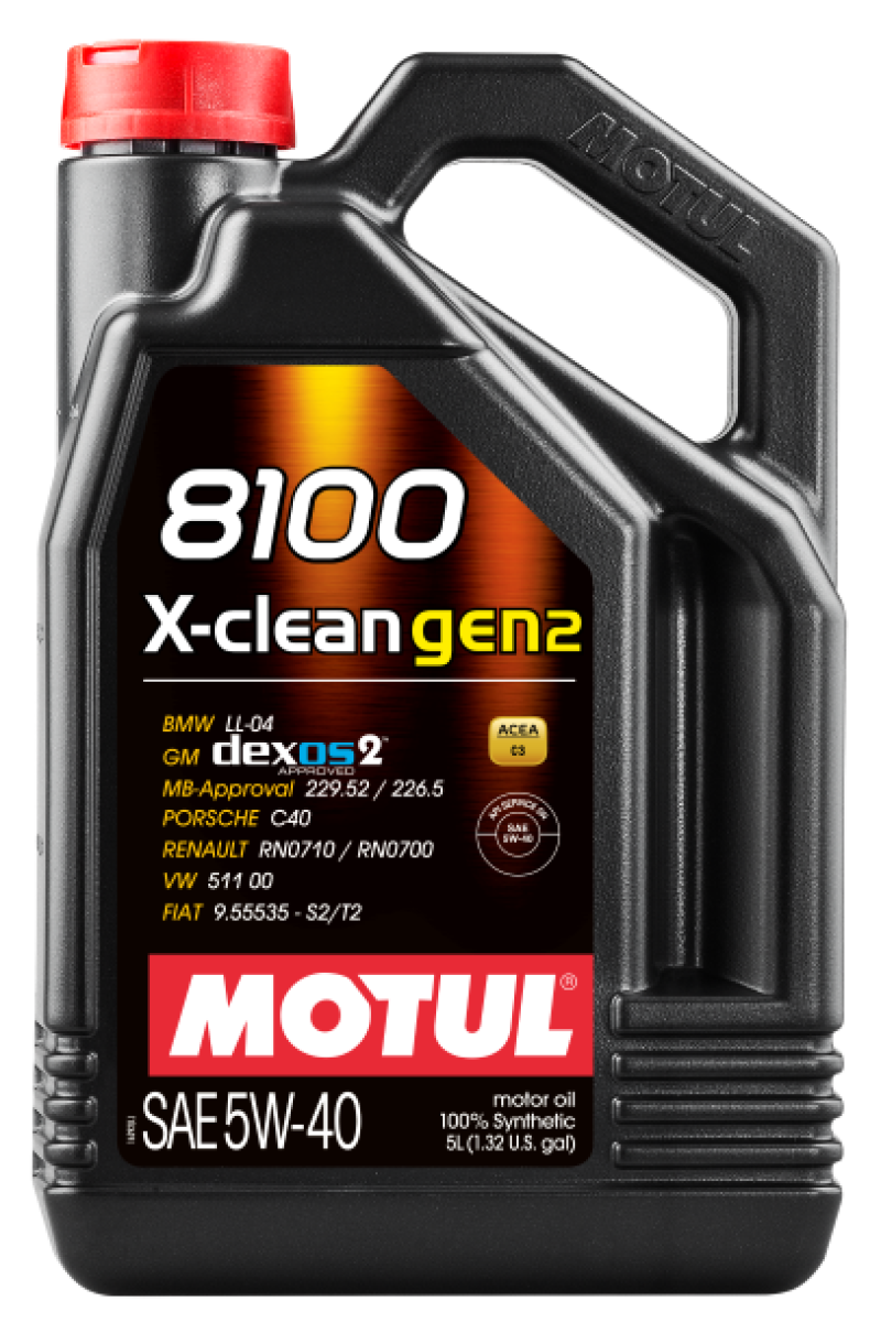 Motul 5L Synthetic Engine Oil 8100 X-CLEAN Gen 2 5W40 - High Performance Synthetic Lubricant