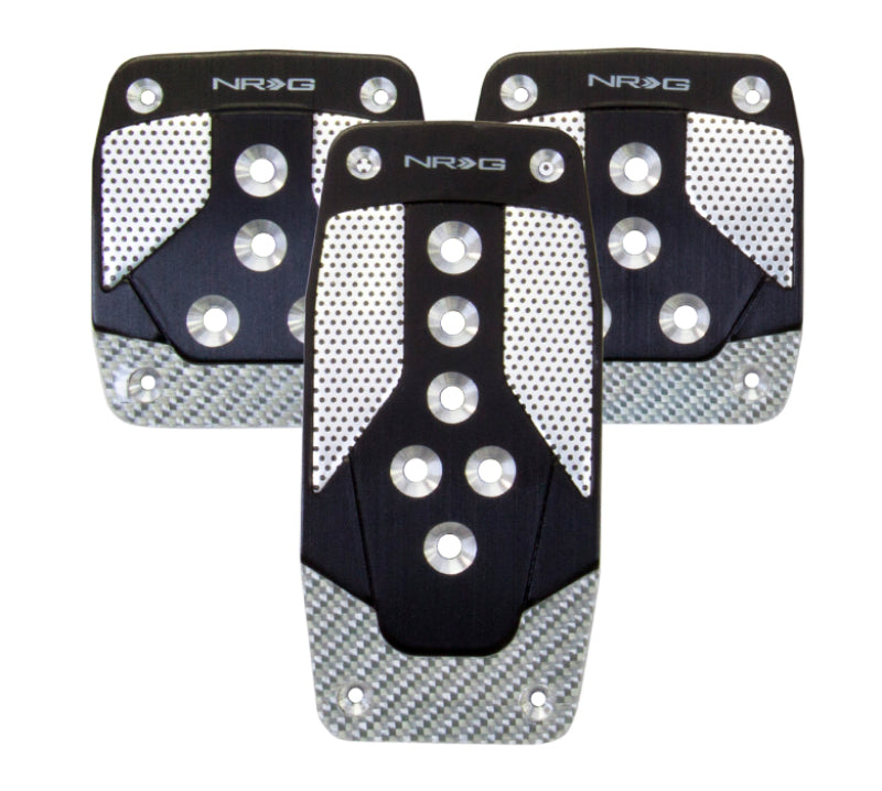 NRG Aluminum Sport Pedal - Black with Silver Carbon for M/T Vehicles