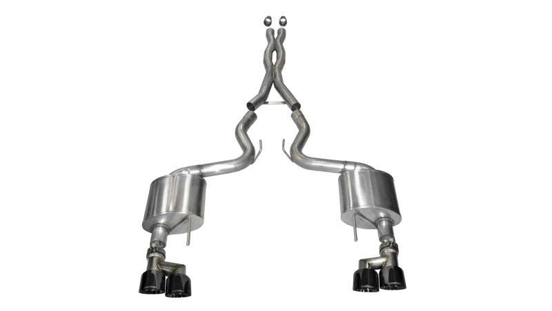 Corsa Cat Back Exhaust Black Quad Tips for 2015-2017 Ford Mustang GT 5.0