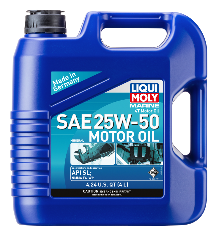 LIQUI MOLY Marine 4T Motor Oil SAE 25W50 4L for 4-Stroke Gasoline Engines Mercury Verado Compatible - OneFastShop