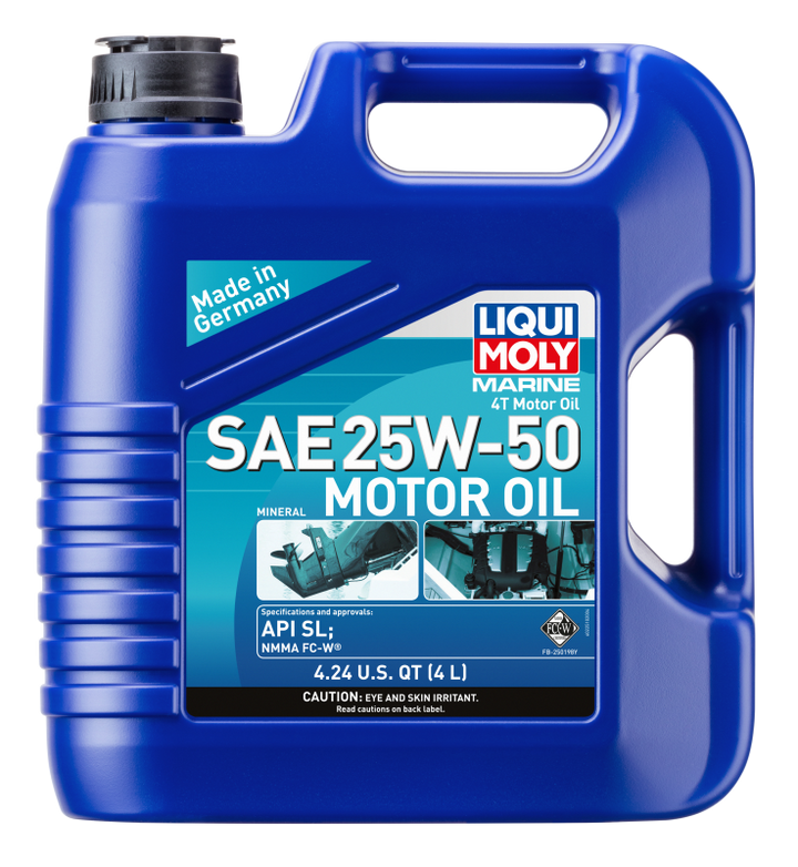 LIQUI MOLY Marine 4T Motor Oil SAE 25W50 4L for 4-Stroke Gasoline Engines Mercury Verado Compatible - OneFastShop