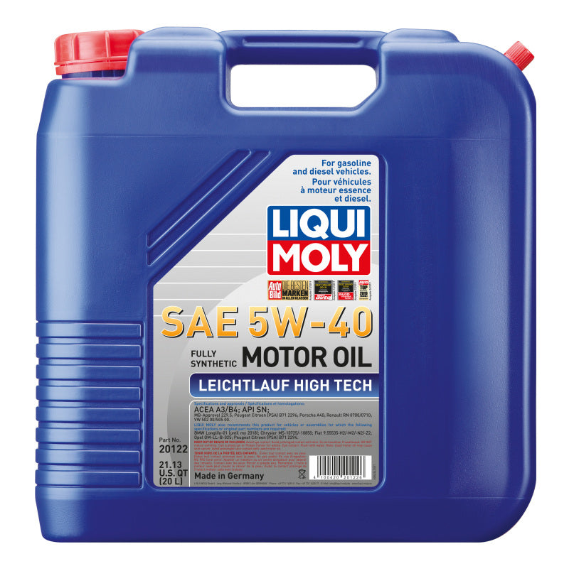 LIQUI MOLY 20L Leichtlauf High Tech Motor Oil SAE 5W40 for Acura Integra MDX RL RSX TL and Alfa Romeo Giulia Stelvio