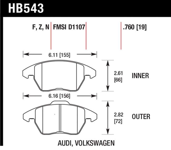 Hawk Performance Ceramic Front Brake Pads for Audi A3 Quattro VW EOS Golf Jetta Passat Rabbit - OneFastShop