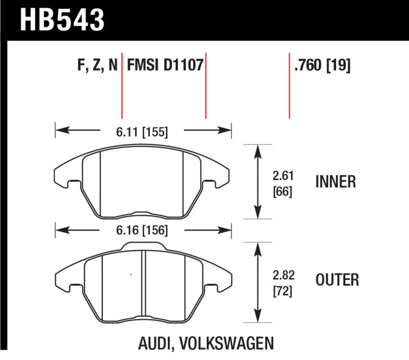 Hawk Performance HP+ Brake Pads for Enhanced Stopping Power - Audi A3, Volkswagen Jetta, Passat - OneFastShop