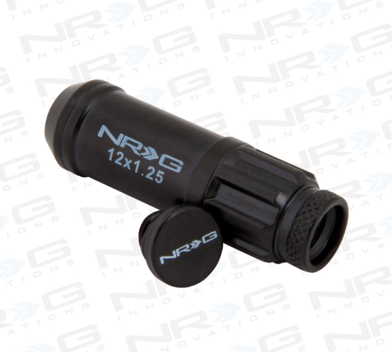NRG 700 Series Steel Lug Nut Set with Locks & Socket - Black